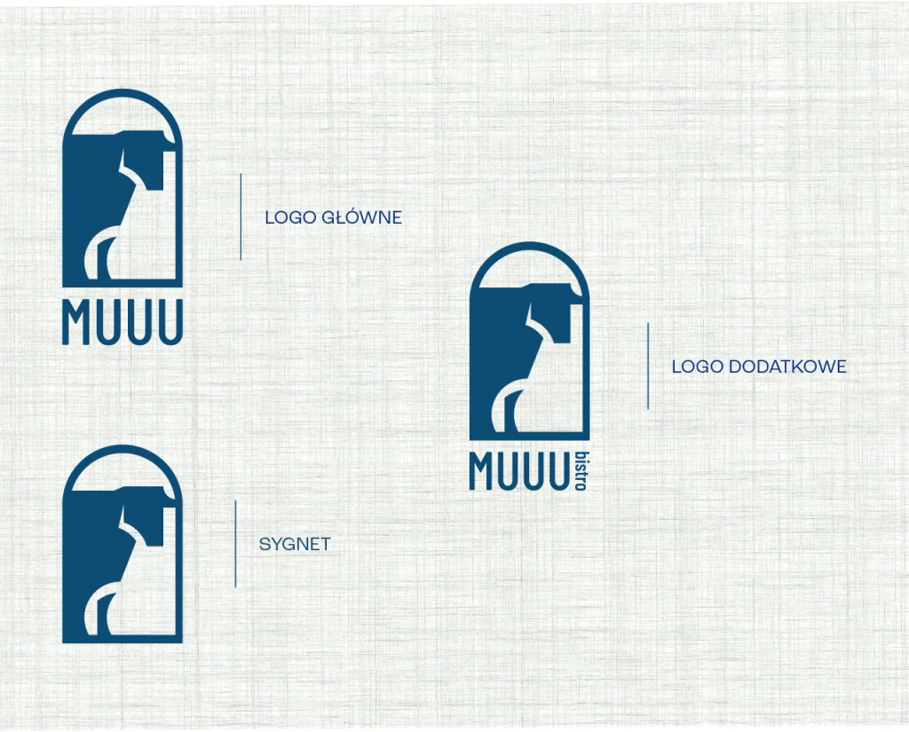MUUU bistro: logo główne, logo dodatkowe i sygnet, system znaku